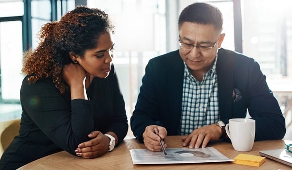 financial and retirement planning meeting man and woman financial and retirement planning meeting man and woman
